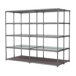 Хромированное вешало ПЛАТФОРМА №4-4 с зеркальными полками 4мм, Ясень Анкор темный - U31105