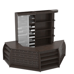 Комплект кассовой зоны со скошенным фасадом и стеллажом под сигареты средний №2-1, Дуб Венге