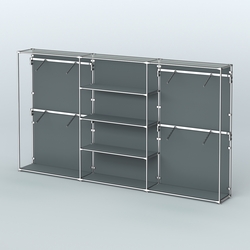 Торговая система ХРОМ (задняя стенка - ДСП) 3600 мм с полками ДСП и поручнями №5, Темно-Серый