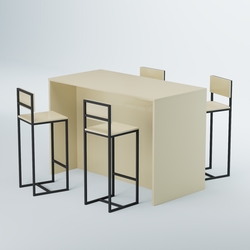 Комплект барный стол "Кофе-брейк" №5 и стулья, Крем Вайс