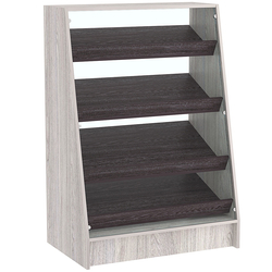 Торговый прилавок для выпечки с четырьмя наклонными полками и бортиками серии BAKERY №3, Ясень Анкор светлый + Ясень Анкор темный