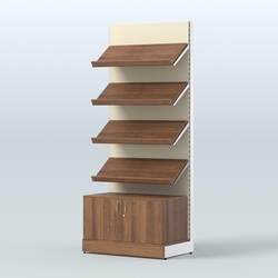 Стеллаж для хлеба и выпечки с четырьмя наклонными полками и накопителем Феникс №13Н, Орех + Крем Вайс