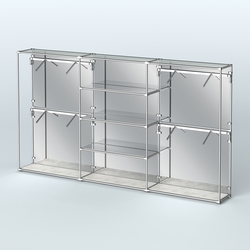 Торговая система ХРОМ (задняя стенка - зеркало) 3600 мм с зеркальными полками и поручнями №5, Метрополитан Грей