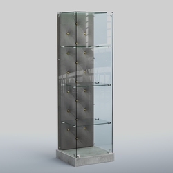 Низкая стеклянная витрина КАПИТОНЕ №1-ХП, Метрополитан Грей+15 Silver