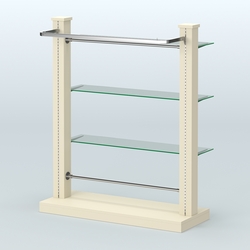 Островная система с перфорацией и тремя стеклянными полками №9, Крем Вайс