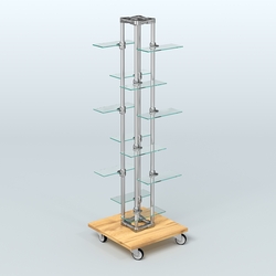 Торговый стенд для обуви с прозрачными полками ЛЕСЕНКА №1-2, Дуб Золотистый