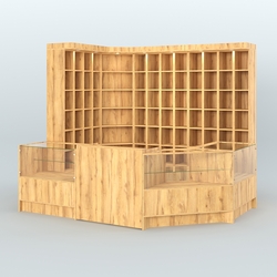 Павильон из витрин, прилавков для продажи чая и кофе №1, Дуб Золотистый