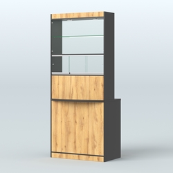 Витрина-прилавок Аптека №3, Черный и Дуб Золотистый U1148