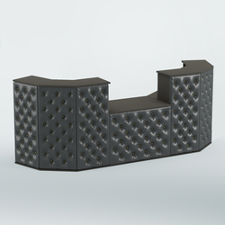 Ресепшен со столом БАРХАТ СЕРЫЙ ПЕРЛАМУТР №3 (карета золото), Черный + Экокожа черная