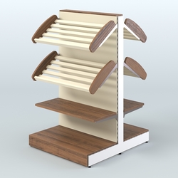 Низкий островной широкий стеллаж для хлеба и выпечки СХОН-02, Орех + Крем Вайс