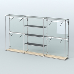 Торговая система ХРОМ (задняя стенка - стекло) 3600 мм с тонированными полками и поручнями №5, Дуб Сонома