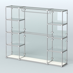 Торговая система ХРОМ (задняя стенка - стекло) 3600 мм с зеркальными полками и поручнями №3, Белый