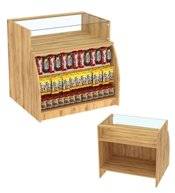 Торговый кассовый прилавок импульсных покупок с большой экономпанелью Импульс №3-2-900, Дуб Золотистый