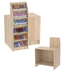 Торговый кассовый прилавок с высоким модулем для импульсных покупок Импульс №2-1-450, Дуб сонома