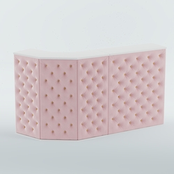 Ресепшен Г-образный БАРХАТ СЕРЫЙ ПЕРЛАМУТР №1 (карета золото), Белый + 14 Flamingo