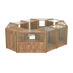 Торговый островок с прозрачными полками и молдингами №2 (4,72 кв.м), Дуб Канзас коричневый