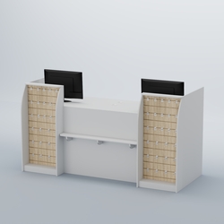 Ресепшен Атлант с фасадными наклонными экономпанелями №4, Белый + Дуб Сонома