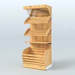 Стеллаж для хлеба и выпечки с нижней корзиной - накопителем и фризом Феникс №12ФК, Дуб Золотистый