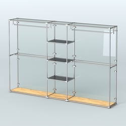 Торговая система ХРОМ (задняя стенка - стекло) 3030 мм с тонированными полками и поручнями №4, Дуб Золотистый