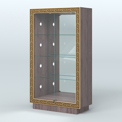 Низкая выставочная витрина с декором НБА-7С, Ясень Анкор темный