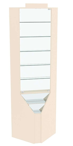 Витрина серии Эталон угловая №3-2 (Внутренний угол, задняя стенка - стекло), Крем Вайс