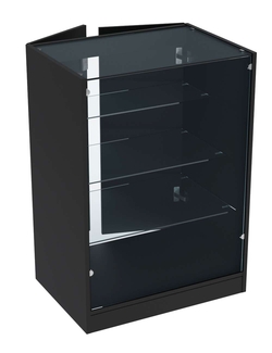 Прилавок из ДСП серии Тандем №4-600 с полками лесенкой и дверками, Черный