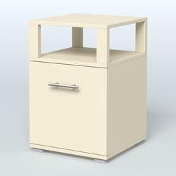 Тумба Динен №2 приставная 1 распашной фасад с надставкой, Крем Вайс