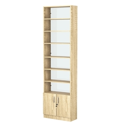 Стеллаж из ДСП с 6-ю полками 250x600 мм серии LEVEL-6 №4-1 (З/C - СТЕКЛО), Дуб Сонома