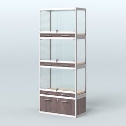 Витрина средняя для продажи средних млекопитающих в зоомагазин серии КУНЬИ-03, Ясень Анкор темный