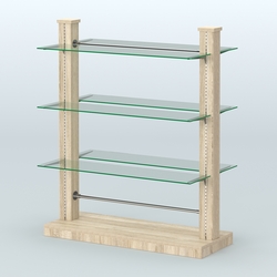 Островная система с перфорацией и шестью стеклянными полками №18, Дуб сонома