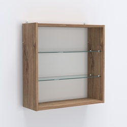 Витрина настенная №201-1Г с двумя полками, Дуб Канзас коричневый