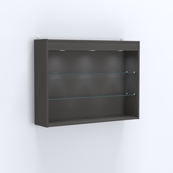 Витрина настенная №203-3Г открытого доступа со стеклянными полками и верхней подсветкой, Черный