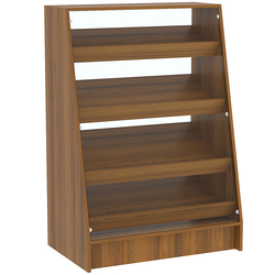 Торговый прилавок для выпечки с четырьмя наклонными полками и бортиками серии BAKERY №3, Орех