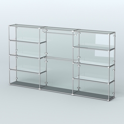 Торговая система ХРОМ (задняя стенка - стекло) 3600 мм с зеркальными полками и поручнями №1, Темно-Серый