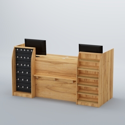 Ресепшен Атлант с фасадными наклонными полочками и экономпанелью №5, Дуб Золотистый+Антрацит