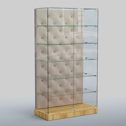 Низкая стеклянная витрина с КРЕМОВЫМ БАРХАТОМ ХП-505 (карета золото), Дуб Золотистый + 01 Cream