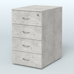 Тумба приставная для компактных столов 4 ящика с замком Тарли, Метрополитан Грей