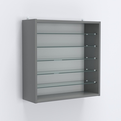 Витрина настенная №201-5Г открытая с пятью прозрачными полками, Темно-Серый