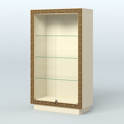 Низкая витрина с декором и верхней подсветкой НБА-5, Крем Вайс