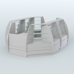 Торговый островок из стекла и дсп БРИЗ средний №3, Серый