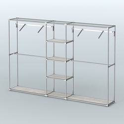 Торговая система ХРОМ без ДСП 3030 мм с полками ДСП и поручнями №12, Метрополитан Грей