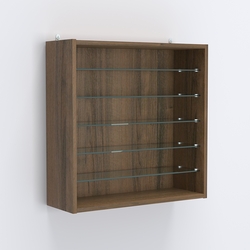 Витрина настенная №201-5Г открытая с пятью прозрачными полками, Орех