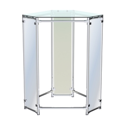 Вешало Прогресс №3-2 островной (с прозрачной полкой стекло 8 мм и зеркалами), Белый