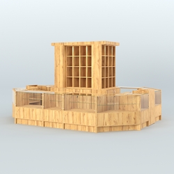 Павильон с круговым обзором для продажи чая и кофе №9, Дуб Золотистый