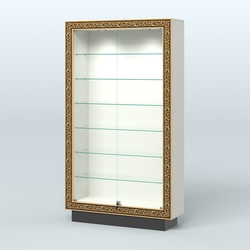 Низкая узкая витрина с декором НБА-9, Белый и Черный