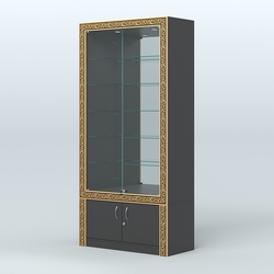 Витрина с декором и замками  из хрома №ВБА-503, Черный