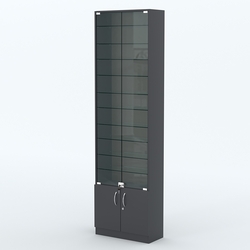 Торговая витрина с 10-ю стеклянными полками 250x600 мм серии NEXT-10 №4 (З/C - ДВП), Антрацит