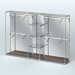 Торговая система ХРОМ (задняя стенка - зеркало) 3600 мм с зеркальными полками и поручнями №8, Дуб Венге