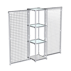 Хромированное вешало ЯЧЕЙКА №2-1 с полками стекло 6мм, Ясень Анкор светлый