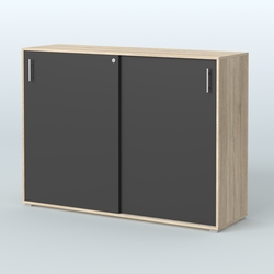 Тумба с раздвижными фасадами Тиана, Дуб Сонома + Черный